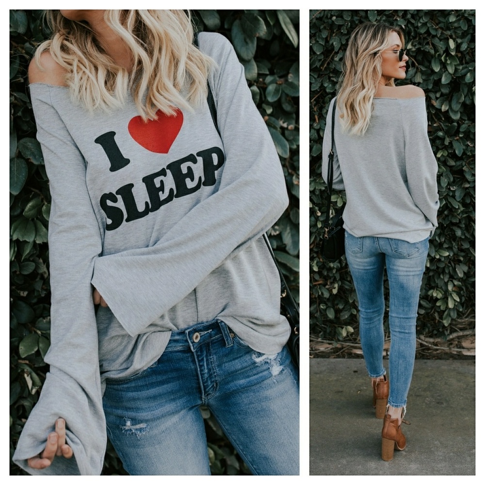 “I Love Sleep" gray long sleeve top - Picture 4 of 4